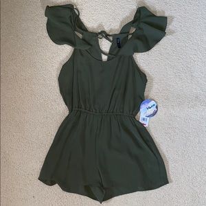 * SOLD * BeBop Olive Small Romper